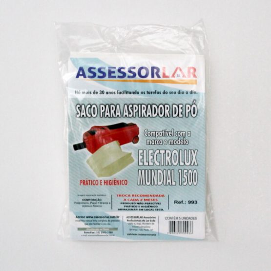 SACO P/ ASPIRADOR DE PO ELECTROLUX MUNDIAL 1500 C/5