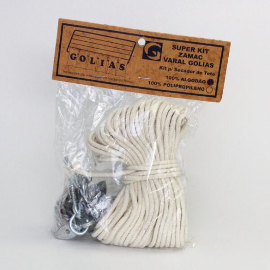 CORDA P/ VARAL ALGODAO KIT C/ MOITAO METALICO OU PLASTICO