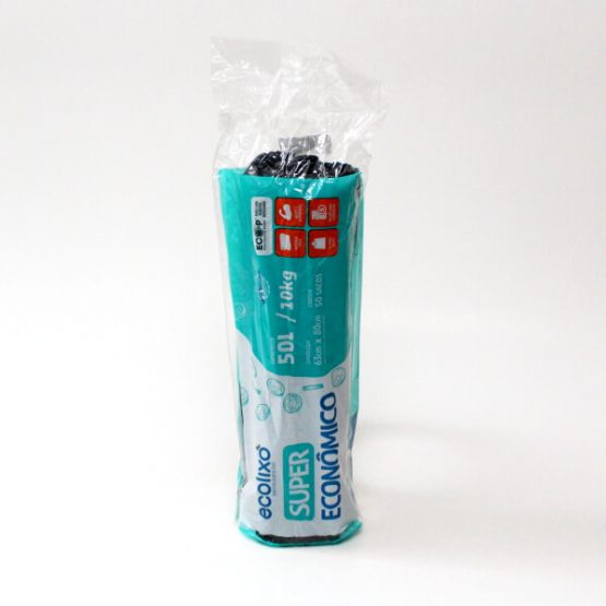 SACO P/ LIXO ECOLIXO PRETO SUPER ECONOMICO 50 LITROS 63X80 C/50