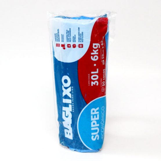 SACO P/ LIXO BAGLIXO AZUL 30 LITROS 59X62 C/50