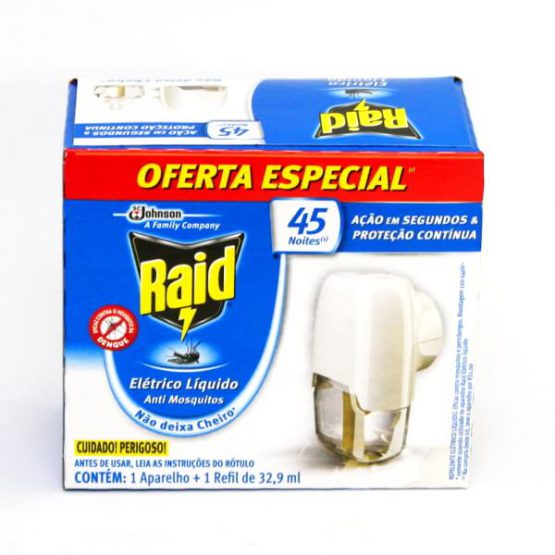 INSETICIDA RAID 45 NOITES REFIL + APARELHO GRATIS