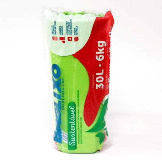 SACO P/ LIXO BAGLIXO SUSTENTAVEL VERDE 30 LITROS 59X62 C/30
