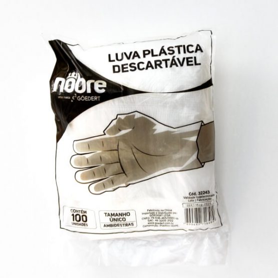 LUVA DE PLASTICO DESCARTAVEL NOBRE C/100