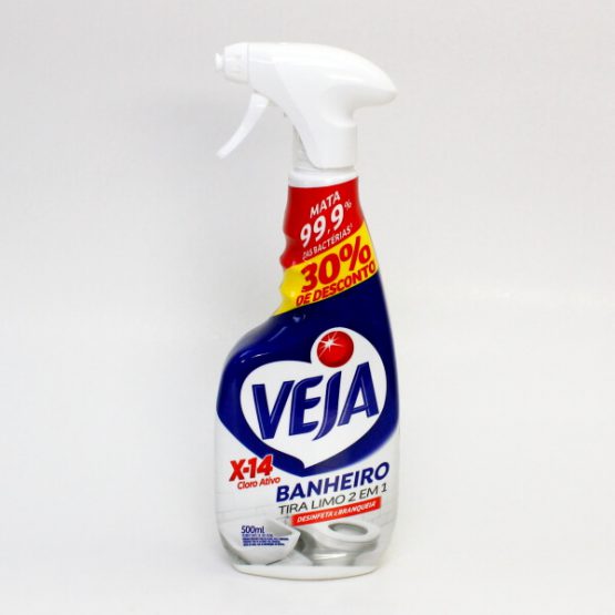 LIMPADOR VEJA BANHEIRO OXI ATIVO SEM CLORO C/ PULVERIZADOR 500 ML.
