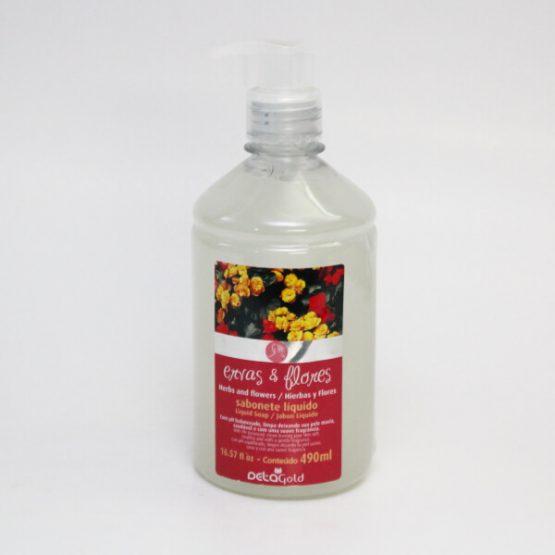 SABONETE LIQUIDO DETAGOLD ERVAS E FLORES 490 ML.