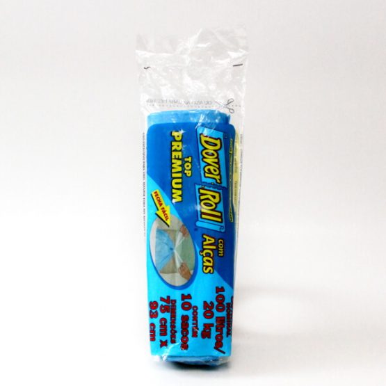 SACO P/ LIXO DOVER ROLL AZUL C/ ALCAS 100 LITROS 75X93 C/10