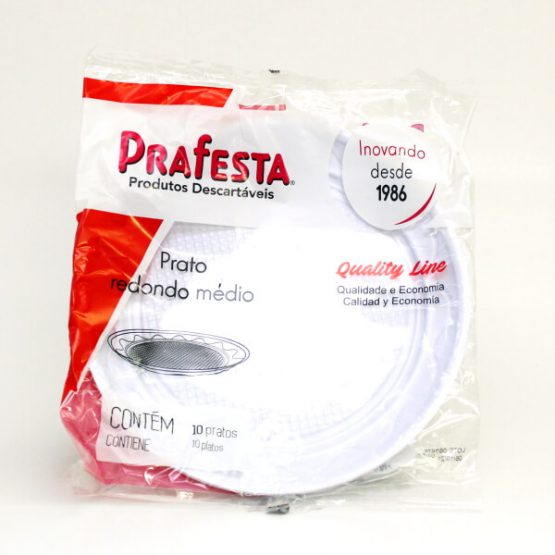 PRATO PLASTICO DESCARTAVEL PRA FESTA MEDIO C/10