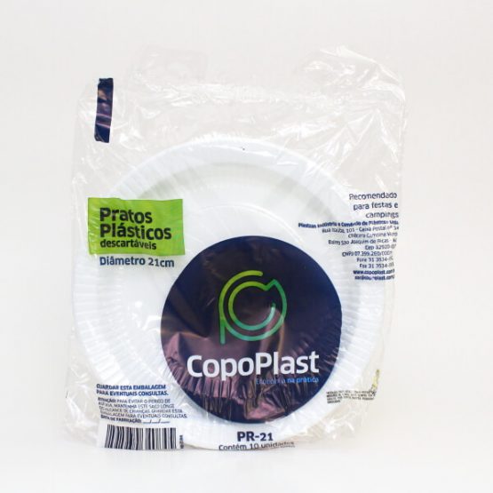 PRATO PLASTICO DESCARTAVEL 21 CM. C/10