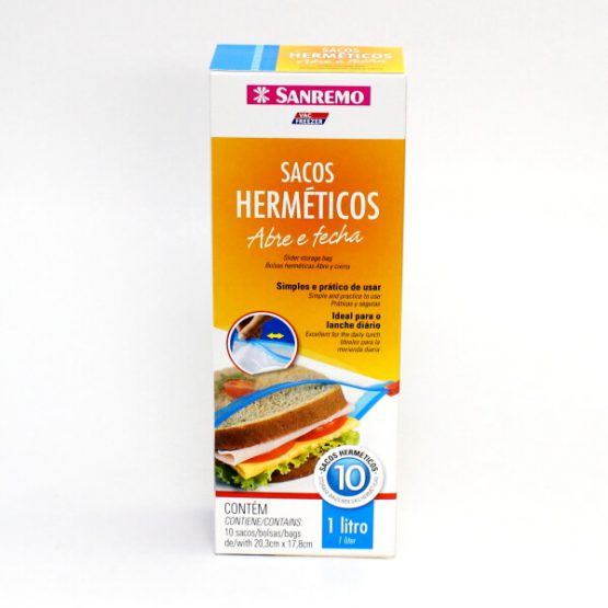 SACOS HERMETICOS SANREMO ABRE E FECHA 1 LITRO C/10 (REF. SR375)