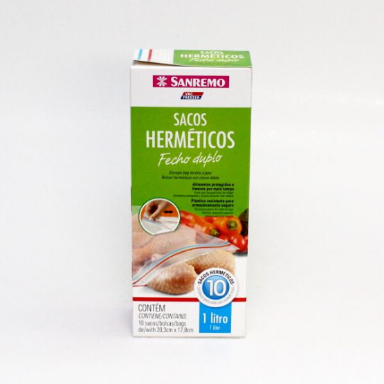 SACOS HERMETICOS SANREMO FECHO DUPLO 1 LITRO C/10 (REF. SR373)