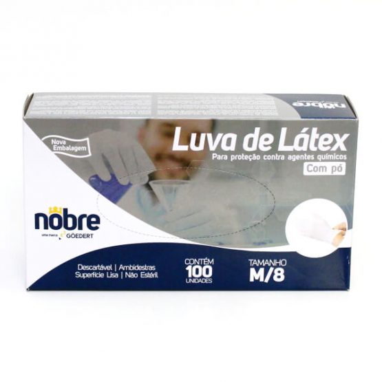 LUVA PROCEDIMENTOS NOBRE LATEX COM PO TAMANHO M C/100
