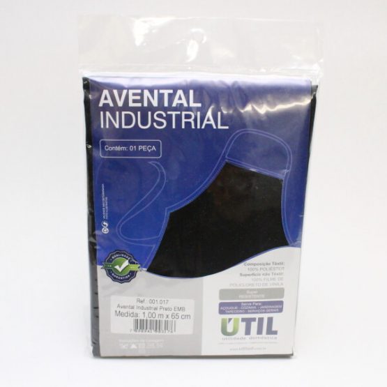 AVENTAL INDUSTRIAL PRETO UTIL 1,00 M. X 65 CM.