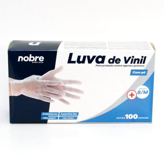 LUVA PROCEDIMENTOS NOBRE VINIL COM PO TAMANHO M C/100