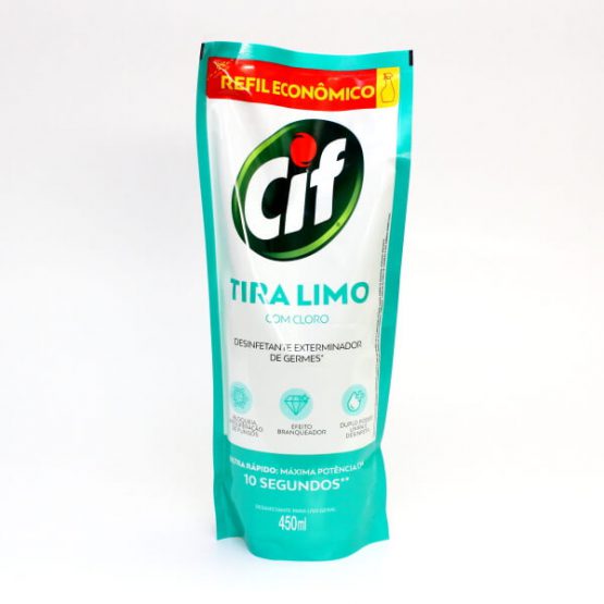 TIRA LIMO CIF ULTRA RAPIDO COM CLORO REFIL SACHET 450 ML.