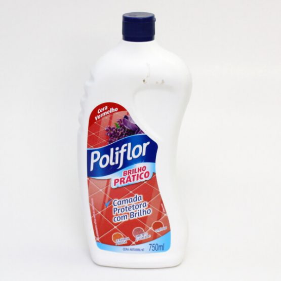CERA POLIFLOR BRILHO PRATICO VERMELHA 750 ML.