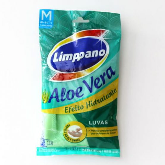 LUVA DE BORRACHA LIMPPANO C/ EFEITO HIDRATANTE ALOE VERA TAM. P