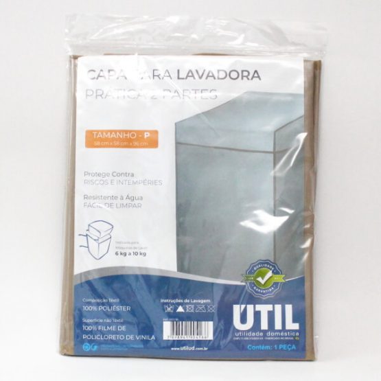 CAPA P/ MAQUINA DE LAVAR ROUPAS UTIL 0,58(P) X 0,58 (L) X 0,96(A) TAMANHO P