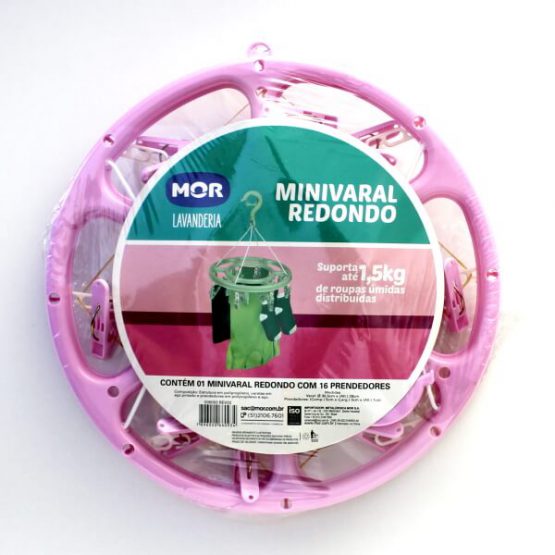 VARAL MINI REDONDO MOR C/ 16 PRENDEDORES
