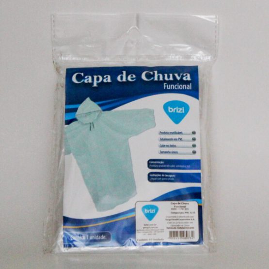 CAPA DE CHUVA PVC TRANSPARENTE FUNCIONAL TAMANHO UNICO