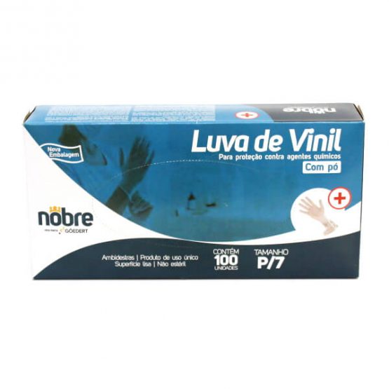 LUVA PROCEDIMENTOS NOBRE VINIL COM PO TAMANHO P C/100